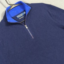 Polo Golf Ralph Lauren Washable Cashmere Sweater Men's M Blue 1/4 Zip Pullover