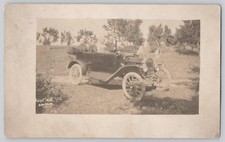 Rppc Postcard July 5 1915 Ford Model T Touring Car Family Patriotic Flags