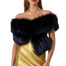 Long Womens Faux Fur Collar Scarf Wrap Cold Winter Warm Stole Shawl Shrug