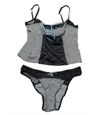 Victoria's Secret Vintage 2000 s Black gingham lingerie set size Large NEW