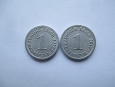 2 x 1 Pfennig 1917 E F - Ersatzm&uuml;nzen des ersten Weltkriegs