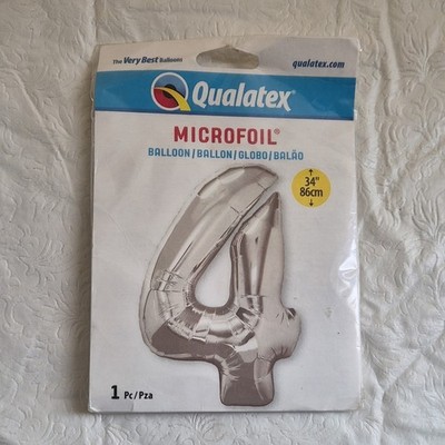 Qualatex Microfoil Number 4 Balloon Silver 34'' Solid Pattern MPN 30413