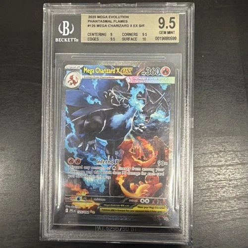 Mega Charizard X EX SIR Me02: Phantasmal Flames 125/094 Beckett 9.5 Holo