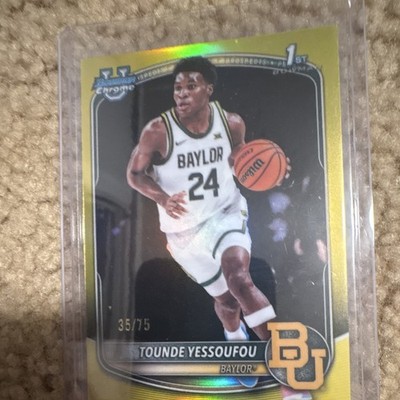 Topps 2025-26 Bowman Prospects Tounde Yessoufou #BPP-11 Yellow 35/75 RC Baylor