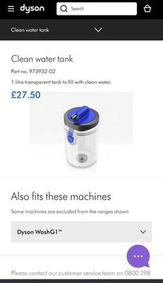 Dyson Wash G1 Ersatz Clean Wassertank Original - ohne Deckel 