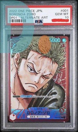 ONE PIECE Card Game Roronoa Zoro Alt Art OP01-001 L ROMANCE DAWN PSA 10