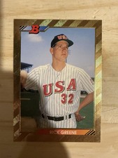 1992 Bowman Rick Greene #563 (RC) Gold Team USA Detroit Tigers Foil Insert MLB