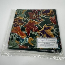 Harvest Festival Royal Linens Napkins Made in USA 100% Cotton Fall Leaves Set 4