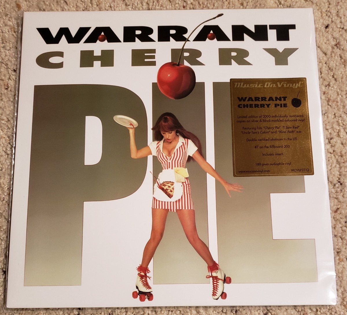 Warrant - Cherry Pie - Colored Silver & Black LP - Number 1519 of