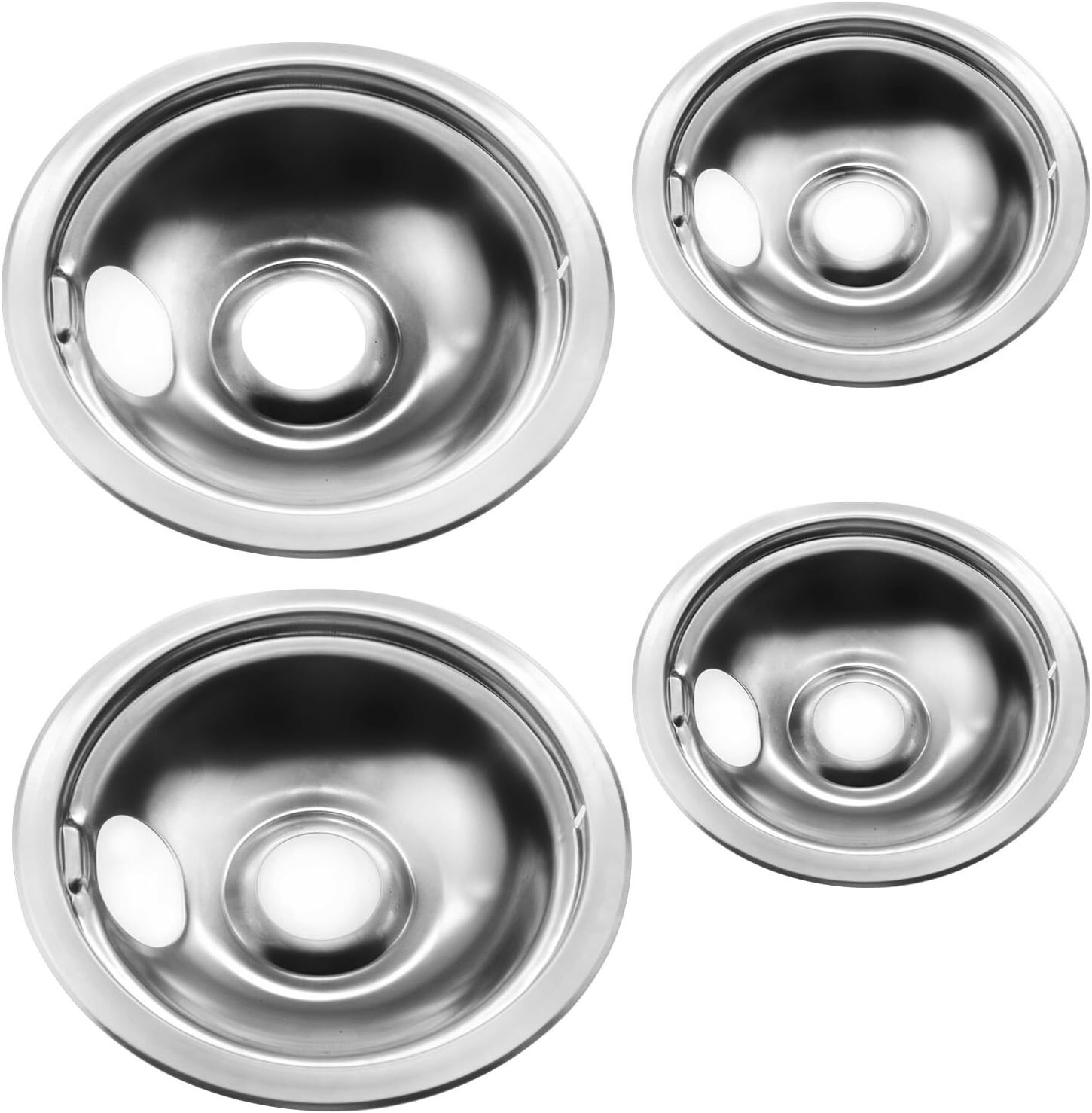 4 Pack Chrome Reflector Bowls Universal Drip Pan Kits Gas Stove Burner Rings Sui