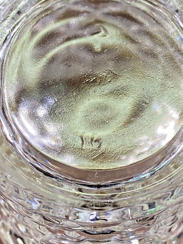 9" Vintage MCM Clear Diamond Cut Round Glass Decanter & Stopper Barware - Picture 6 of 12