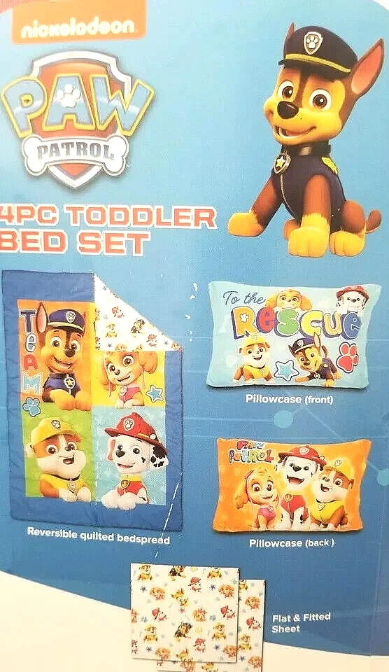 NWOT !WOW! PAW PATROL 4 Piece Toddler Bed Set Comforter Sheets Pillow Case - Image 3 of 3
