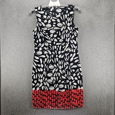 Alyx Sheath Dress Size 6 Sleeveless Floral Black White Orange Career Work - EUC