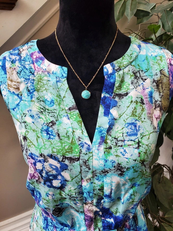 Vestido Charlie Jade para mujer multicolor poliéster cuello en V sin mangas hasta la rodilla L/G Foto 2 de 4