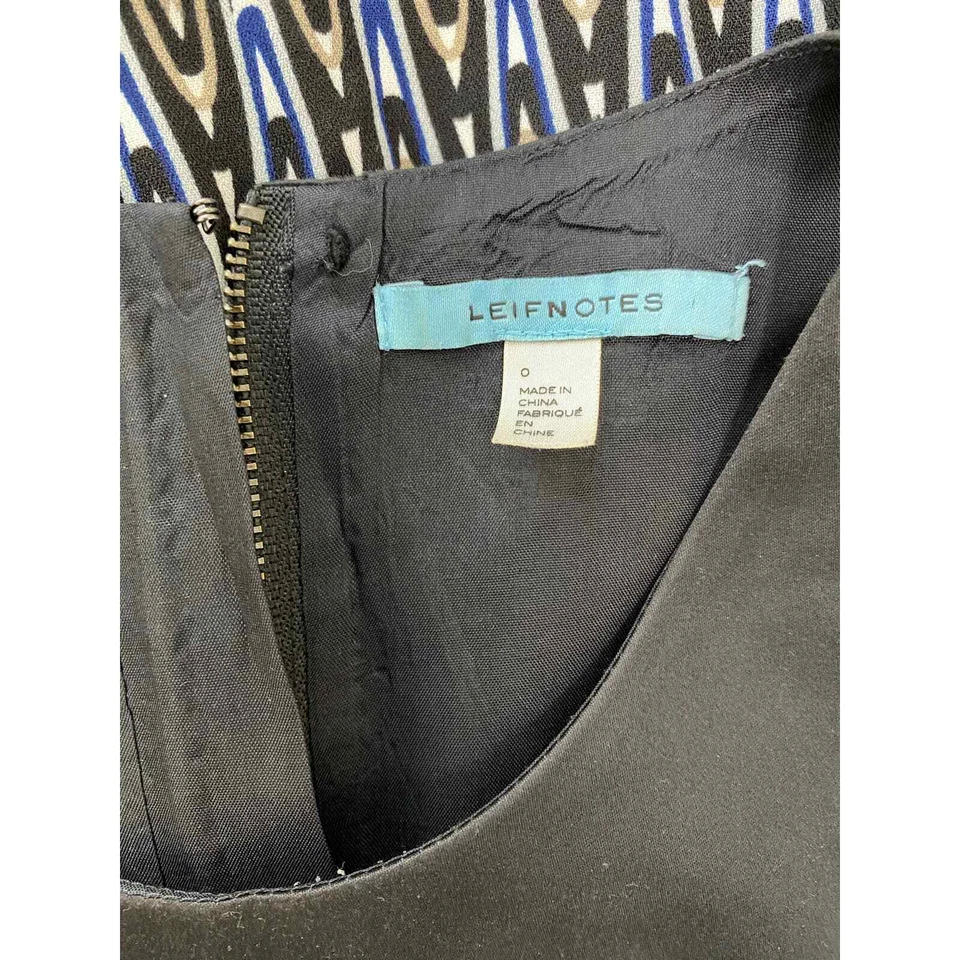 Anthropologie Leifnotes Women's 0 Black Cream Polka Dot Sleeveless A-Line Dress - Image 4 of 4