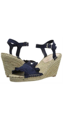 $395 NEW Loeffler Randall Gabby Suede Ruffle Wedge Espadrille Size 
