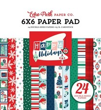 Echo Park HAPPY HOLIDAYS 6x6 Paper Pad 24pc Scrapbook Christmas Retro