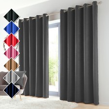 Blackout Curtains Thermal Ready Made Eyelet Ring Panels Energy Saving W Tie Back