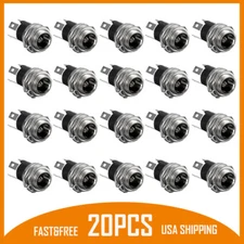 20PCS DC Power Socket Mount With Threaded Nut Panel Connector 3-Pin 5.5 x 2.1mm