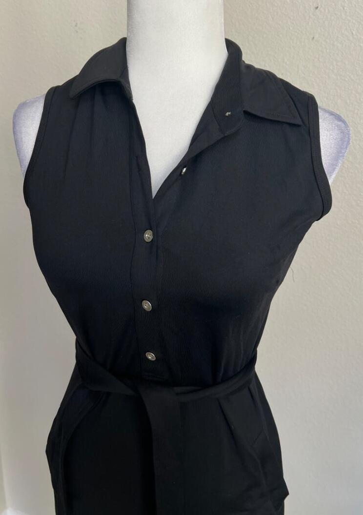 J. McLaughlin Sm black solid collared sleeveless … - image 2