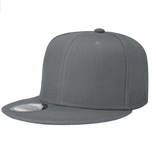 Flat Brim Baseball Cap Blank Hat Grey 