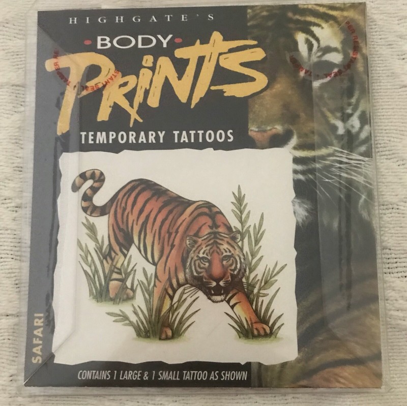 Temporary Tattoos-Highgate's Body Prints 'Safari' / Tiger *NEW in Opened Pckg