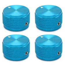 4Pcs Aluminium Alloy Electric Bass Guitar Knobs Volume Tone Control Knobs Blue