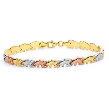 Wellingsale 14k Tri Color Gold Diamond Cut Bracelet - 7.25"