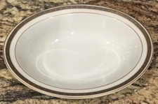 SYRACUSE CHINA O.P.CO. USA SY340 9 7/8”L OVAL SERVING BOWL Gold Flowers Scrolls