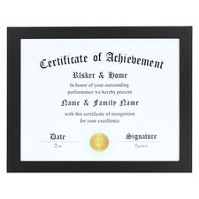 8.5x11 Certificate Frame Classic Black Color Frame Document certificate Displays
