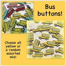 8 or 16 Bus button school bus wood buttons yellow 30mm Crafts Wooden buses