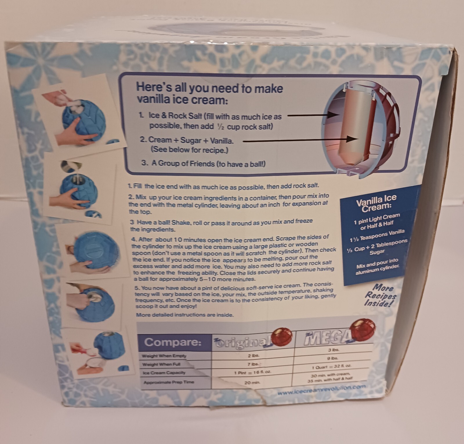 Ice Cream Maker Original Blue Pint Ball Play and Freeze With Wrench