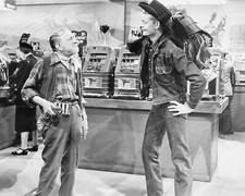 Cowboy In Slot Machine Saloon 8" - 10" B&W Photo Reprint