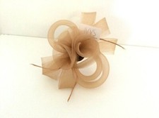 Women's Brown Fascinator Hat with feathers, Alice Band and Clip