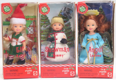 Lot 3 Barbie Kelly Club Tommy Snowman Lorena Angel Elf Christmas
