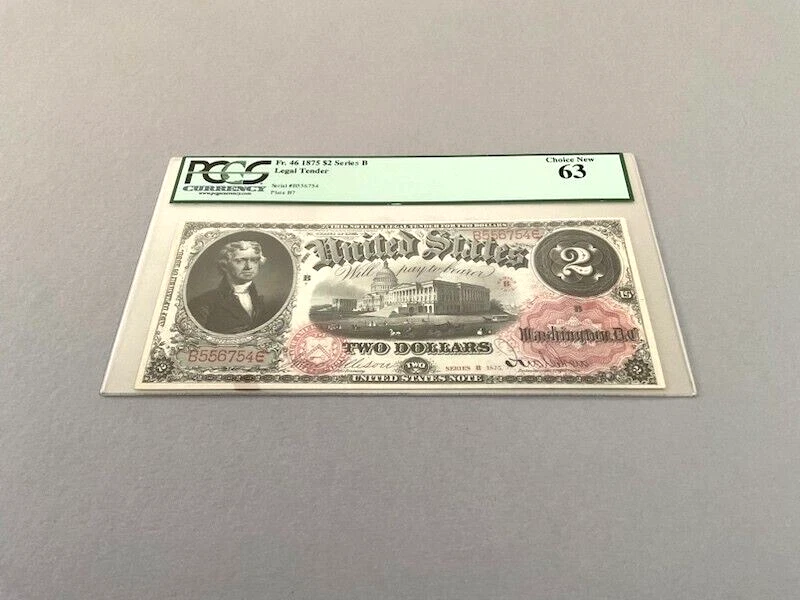U.S. 2 Dollars FR 46 Series 'B' 1875  PCGS 63 - Image 2 of 4