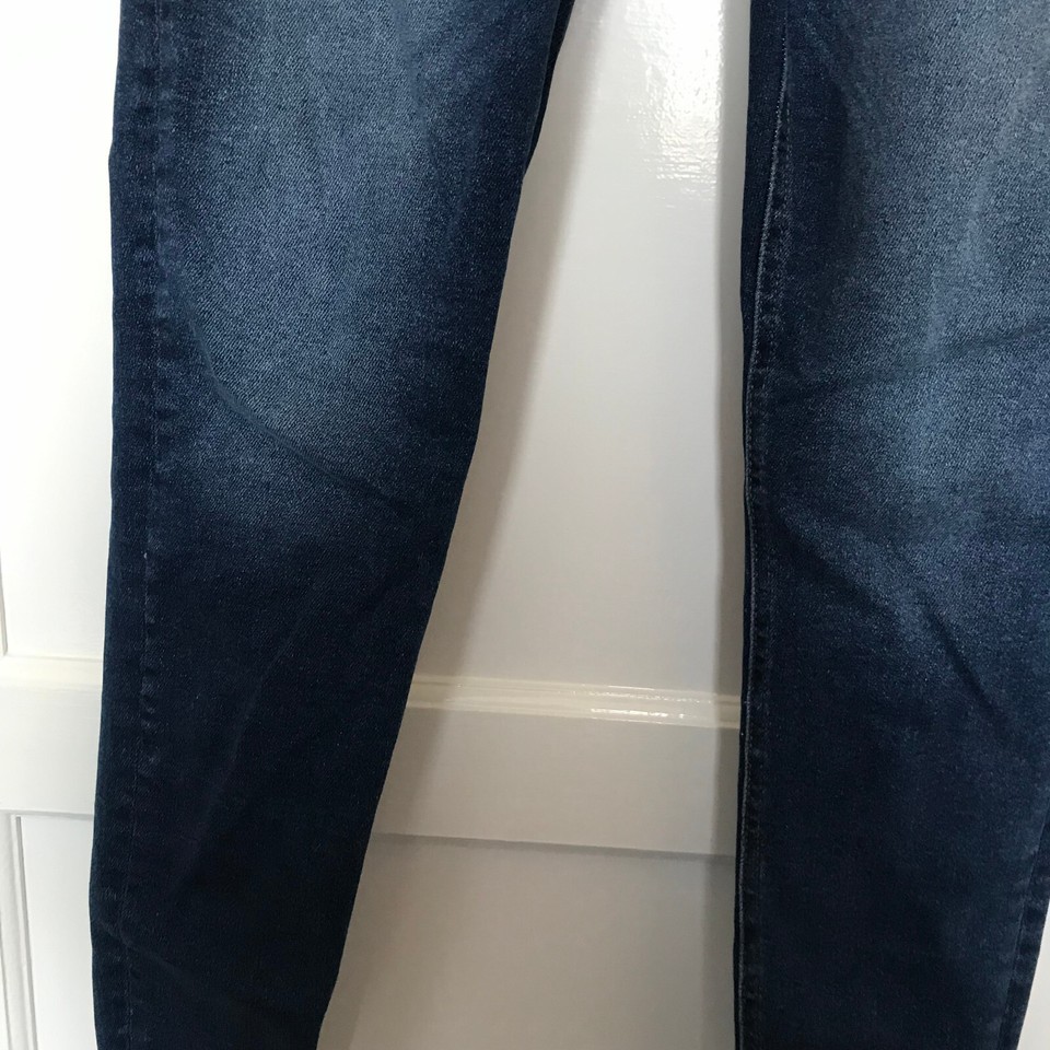 Denim & Co Jeans UK 12 L27 High Waist Distressed Hem Button Fly Blue Cotton eBay