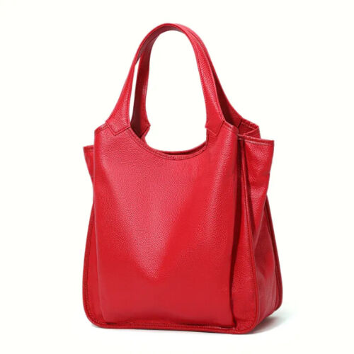 Genuine Leather Tote – Large Soft Cowhide Shoulder Handbag for Work & Travel