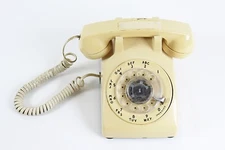 Bell System Dial Telephone Western Electric Beige 1970s Original no plug