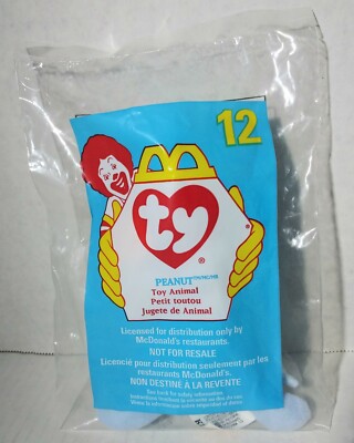 McDonald's Happy Meal Kids Toy Ty Teenie Beanie Babies Peanut Elephant Plush