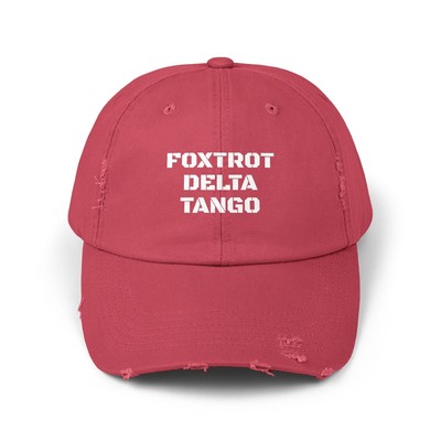 Foxtrot Delta Tango Distressed Cap, Vintage Baseball Hat, Casual Headwear, FDT