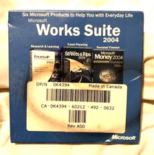 Microsoft Works Suite 2004 CD Software Set Money Encarta Word Picture W/Key New 