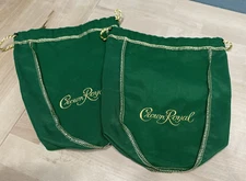 Crown Royal Bags Apple Green 750ml Embroidered Crown Royal  Drawstring Lot of 2