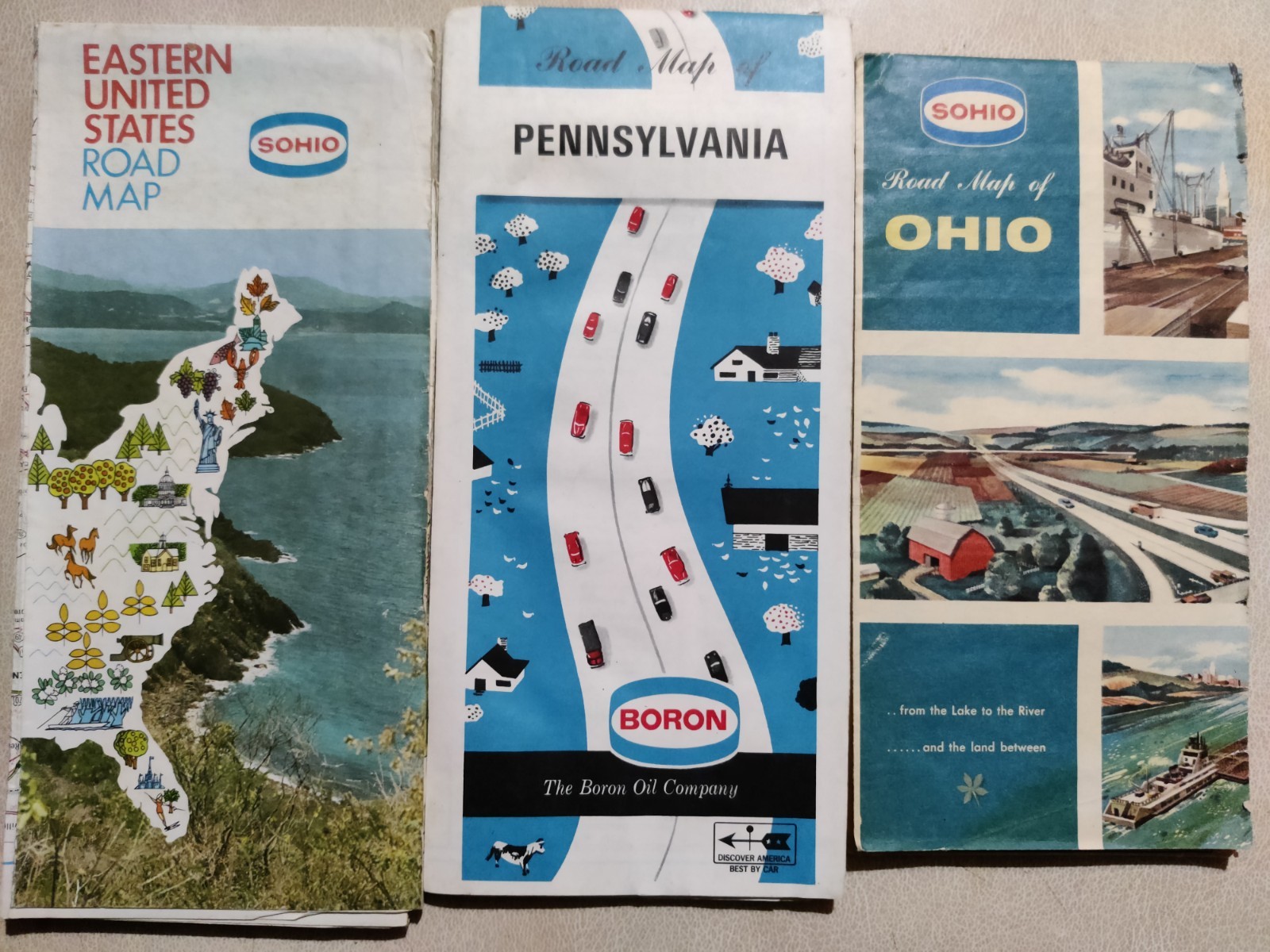 Sohio Boron Vintage USA American Classic Car Maps Job Lot Americana