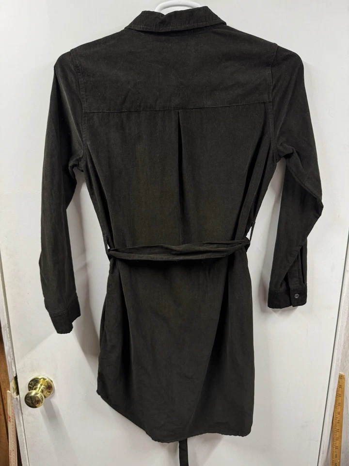 Lucky Brand Shirt Dress Brown Corduroy Collared Pockets Button Down Small - Image 4 of 4