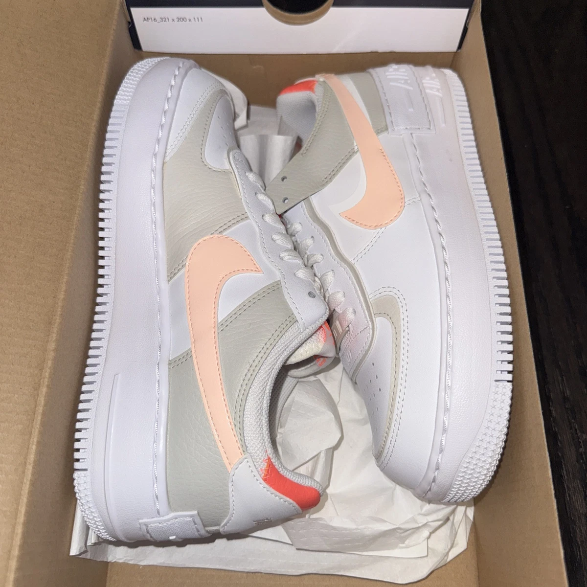 Nike Air Force 1 Shadow Low White Bright Mango W for sale | eBay