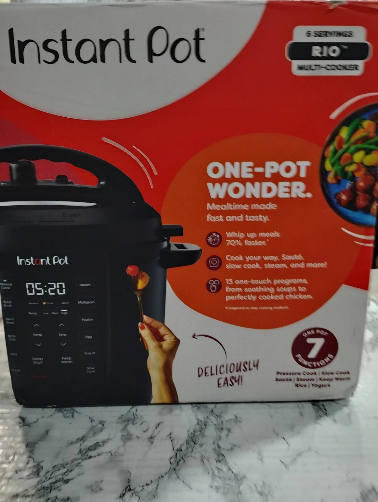 RIO 6-Quart 7-in-1 Multi-Cooker: Programmable Pressure Cooker, Slow Cook, Sau...