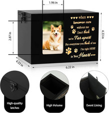 Pet Urns for Dog or Cat Ashes, Wooden Funeral Cremation Urns with Photo Frame...