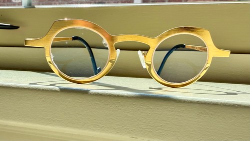Anne et Valentin/ Theo womens gold metal eyeglass frames with case