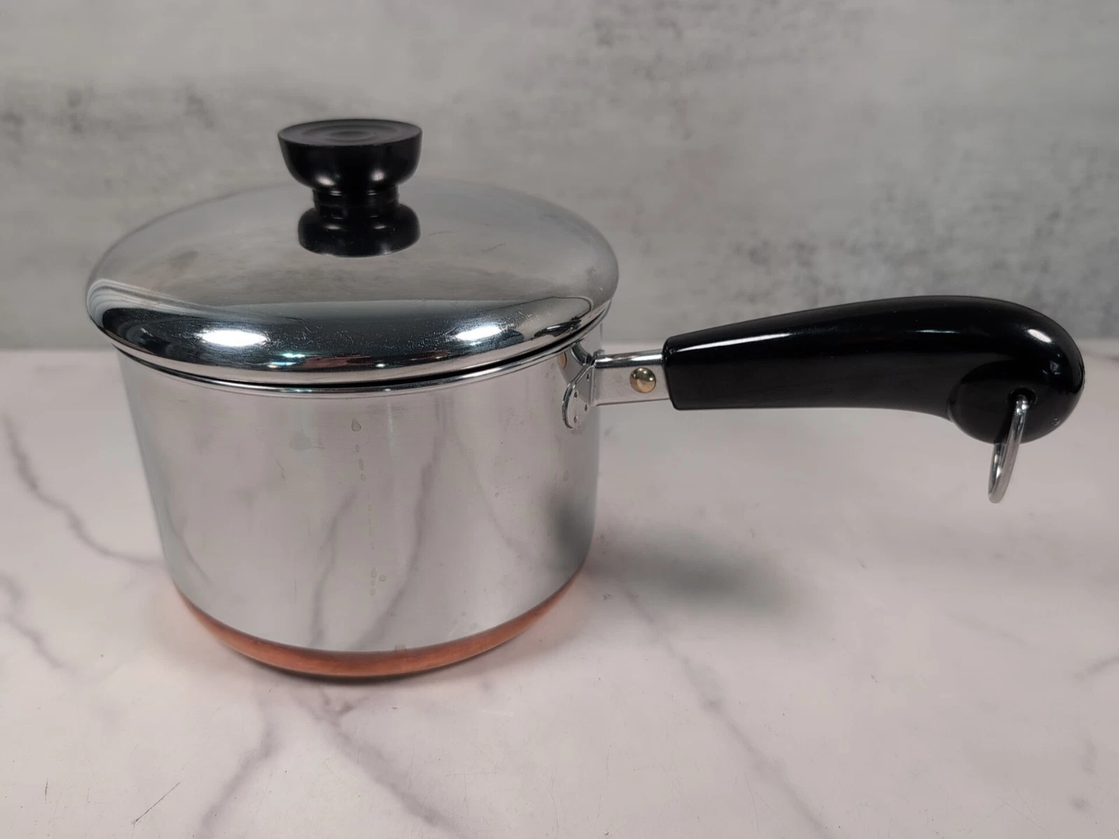 Vintage Revere Ware Copper Bottom 2 Quart Tall Saucepan Pot & Lid USA